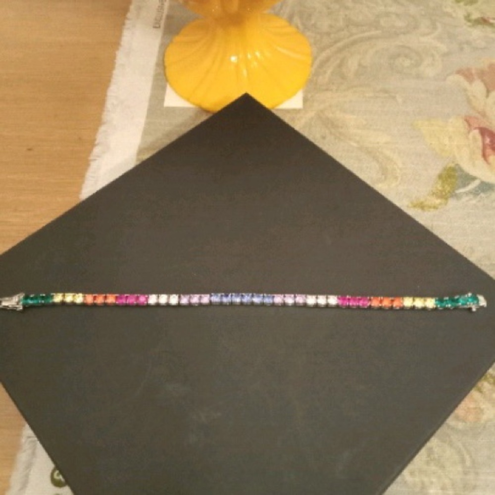 Tennis Bracelet ,with multiple semi precious stones,Fits wrist size 7.5